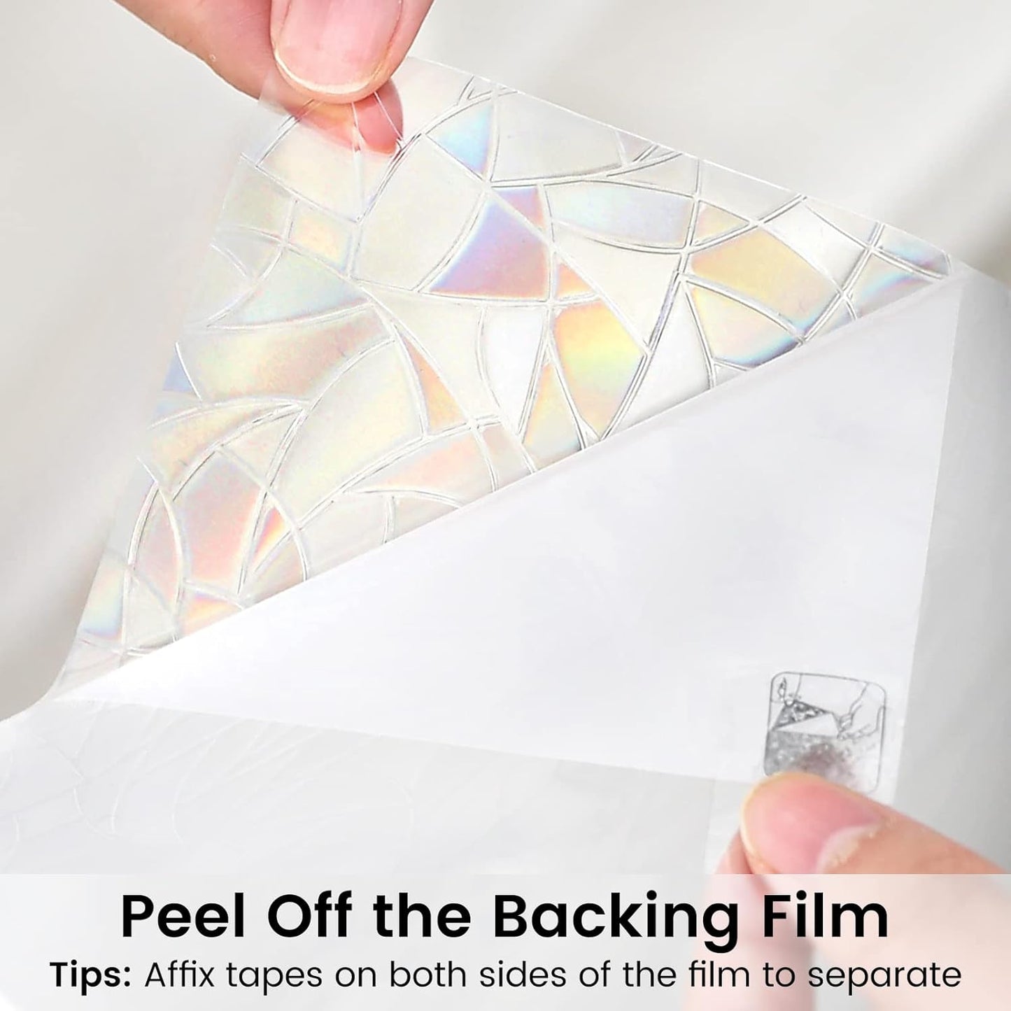 DOWELL Window Privacy Film, Rainbow Window Film, Decorative Stained Glass Clings, Static Cling Door Sticker, Non-Adhesive 3D Decals for Home UV Protection, 23.6 x 78.7 inches