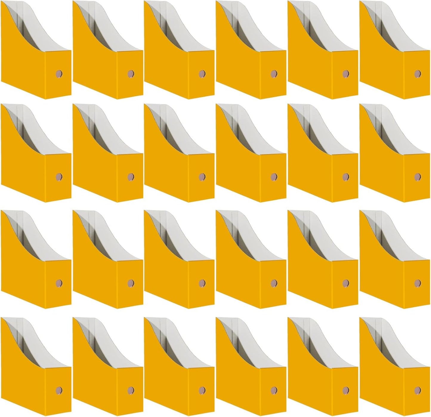 Cardboard Magazine Holder (24 Pack), Sturdy Book Bins for Classroom, Vertical File Folder Organizer, 10.6'' 10.2'' 3.5'' Inch Magazine Rack (Yellow, 24 Pack)