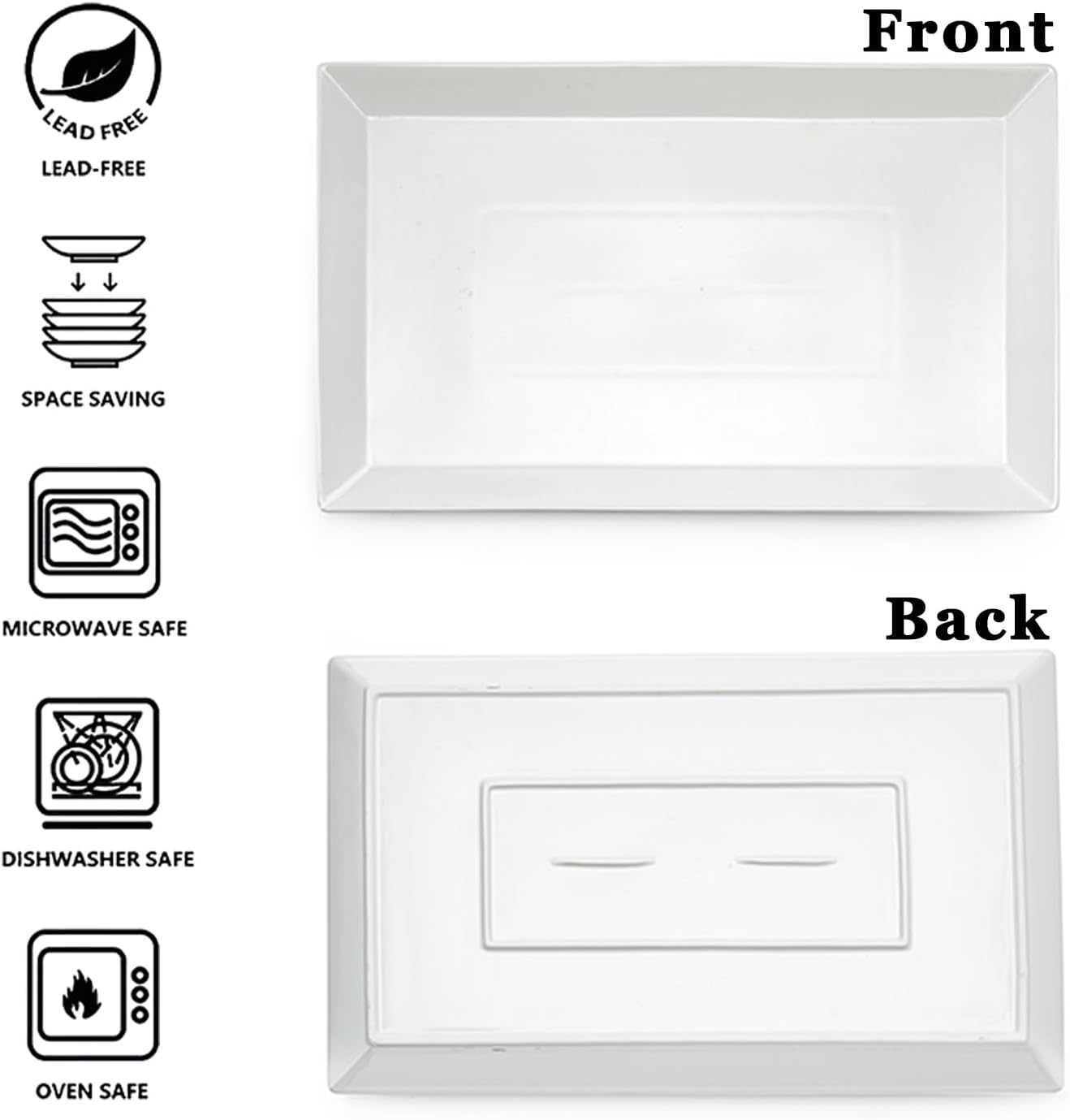 MIECOO Large Serving Platter, 18.5" x 11.5" White Serving Tray, Rectangular Porcelain Plate for Party, Wedding, Birthday, Entertaining, Food, Appetizer, Fruit, Sushi, Dessert