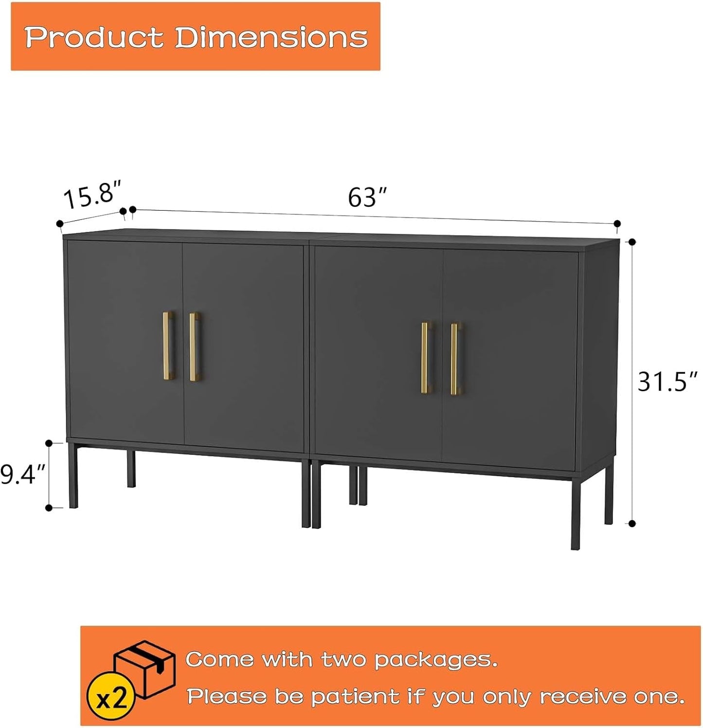 LYNSOM TV Stand for 55 Inch TV, Media Console Table with 2 Cabinets, Storage for Bedroom, Living Room, Entertainment Room (Black)