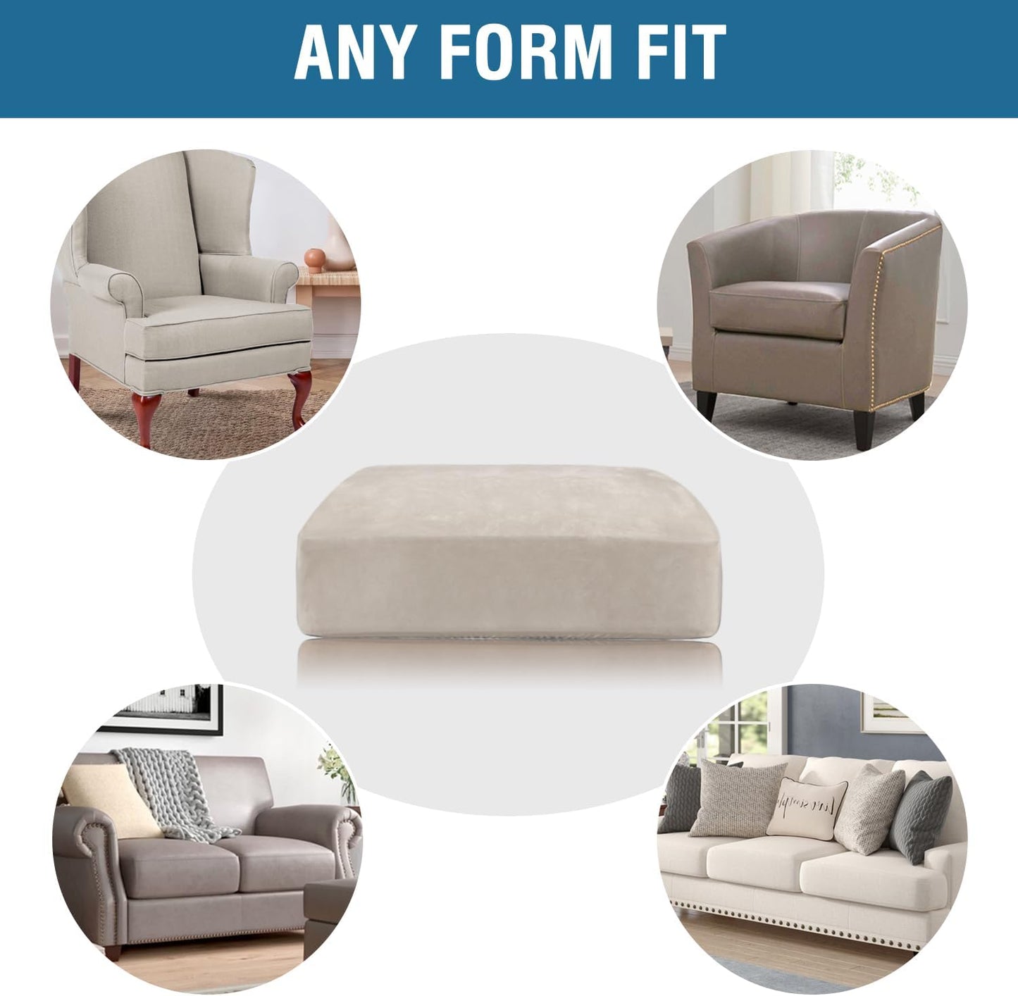 H.VERSAILTEX Velvet Stretch Couch Cushion Cover Plush Cushion Slipcover for Chair Loveseat Sofa Cushion Furniture Protector Seat Cushion Sofa Cover (3 Piece XL Sofa Cushion Covers, French Oak)