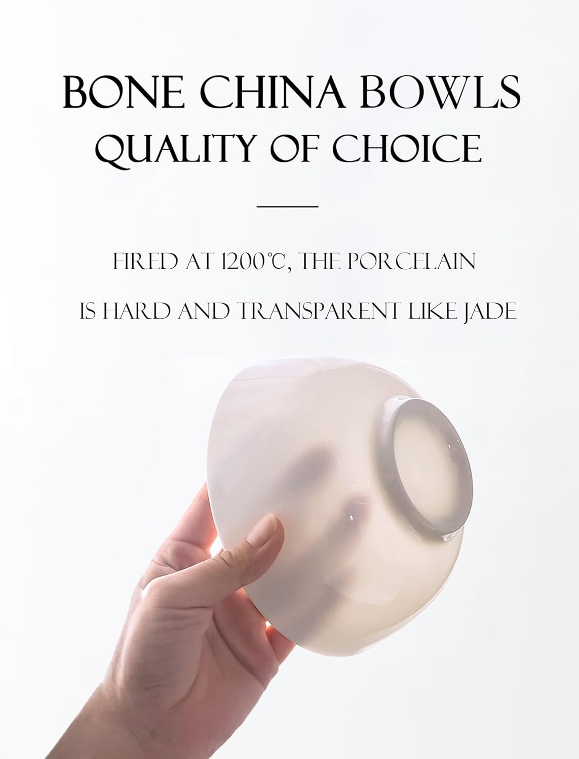 White 4.5in Small Ceramic Bowls, 12 OZ Cereal Bowls Set of 6 for Dessert, Rice, Jello, Pudding, Yogurt, Dishwasher/Microwave safe, Bone China