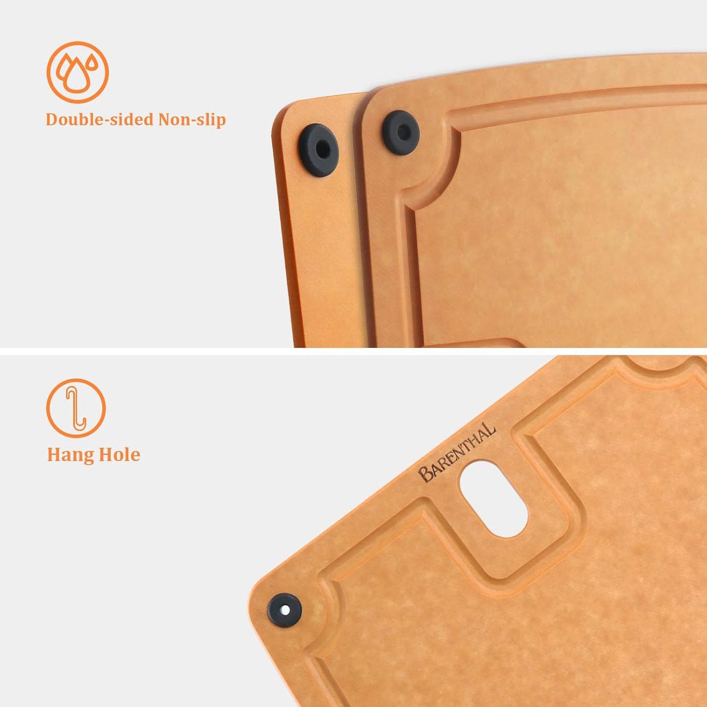 Cutting Boards for Kitchen Dishwasher Safe Eco-Friendly Composite Cutting Board Set of 2, Reversible Chopping Board with Handles & Juice Grooves, Small & Large Cutting Board for Countertop