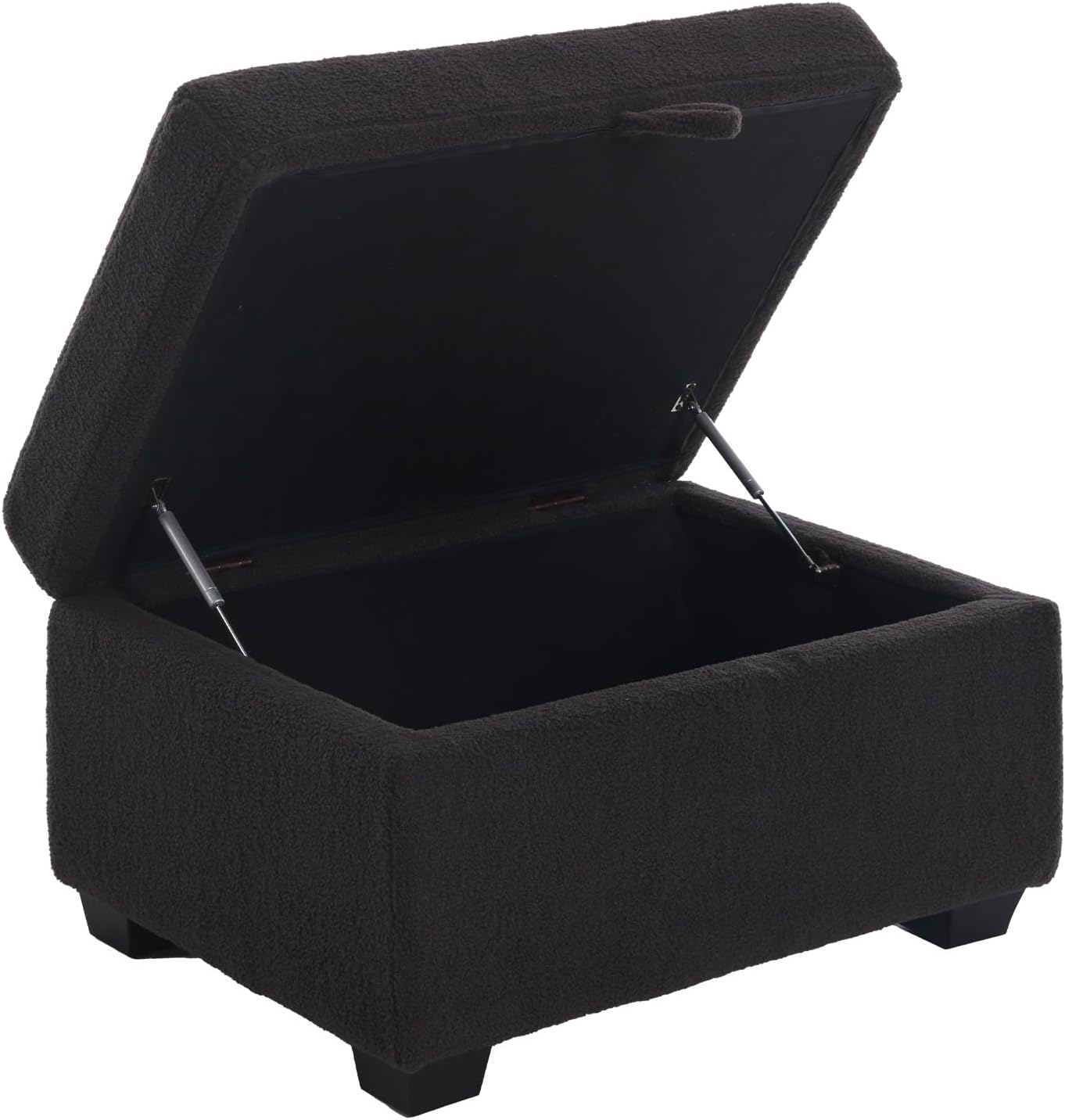 Ottoman Sofa, Modern Comfortable Ottoman with Storage Space for Living Room Apartment Lounge Sofa, Black Bouclé