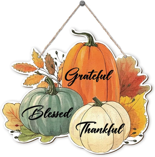 Fall Vibes Door Hanger Sign, Wooden Maple Leaves Mushroom Hanging Decor for Front Door, Fall Wood Wreath Wall Decor for Autumn Harvest Thanksgiving Home Decors, Housewarming Gift