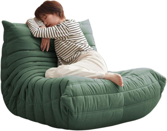 Modern Living Room Chair, Big Bean Bag Adult Floor Sofa, Togo Recliner Memory Foam Lazy Couch Suitable Balcony for Fireside Chair (Green)