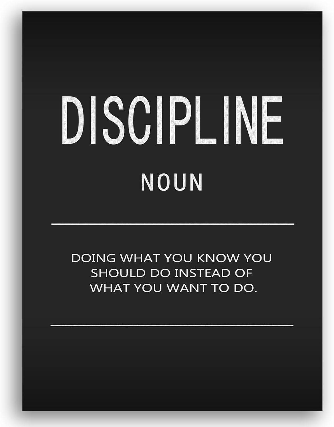 Discipline Noun Motivational Canvas Wall Art Office Decor Inspirational Painting Pictures Inspire Entrepreneur Quote Posters Prints Artwork Home Decor Living Room Framed Ready to Hang[30" W X 40" H]