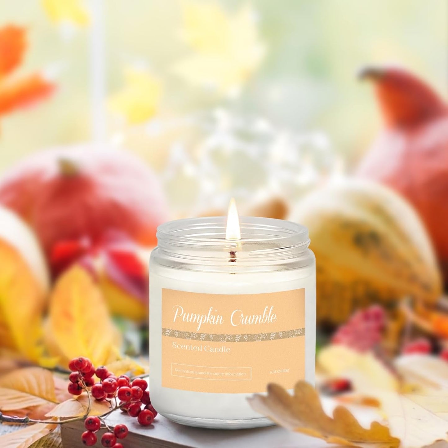 6 Pack Fall Candles for Home Scented, Fall Scented Candles for Women Gifts Autumn Home Decor, Natural Non Toxic Soy Candle Set Pumpkin/Cinnamon Apple/Vanilla/Lavender/Sage/Eucalyptus