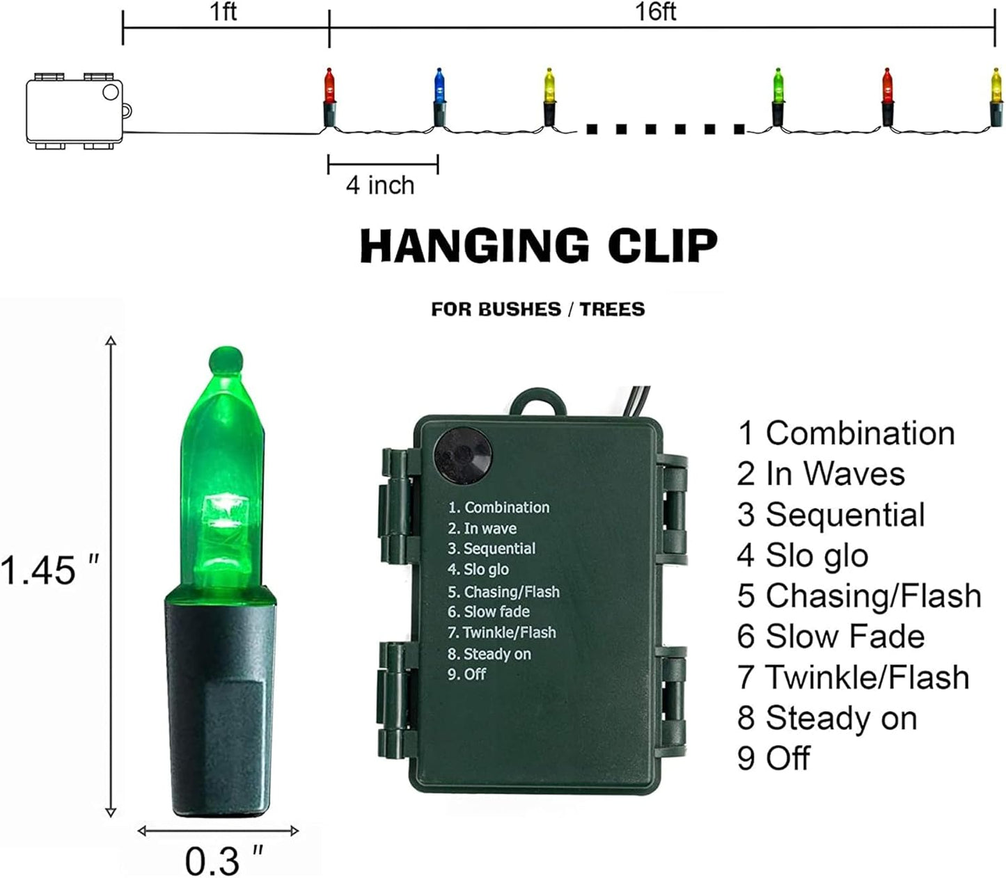 Dazzle Bright Battery Operated Christmas Lights, 2 Pack Total 32Feet 100LED Clear Mini String Lights Waterproof with 8 Modes for Xmas Indoor Outdoor Yard Holiday Wedding Decorations (Multi Color)