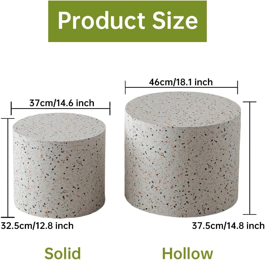 Round Nesting Coffee Tables Modern Terrazzo Coffee Table Small Round Coffee Table Circular Side Table Accent End Table Nesting Coffee Tables Set of 2 for Living Room (Terrazzo)