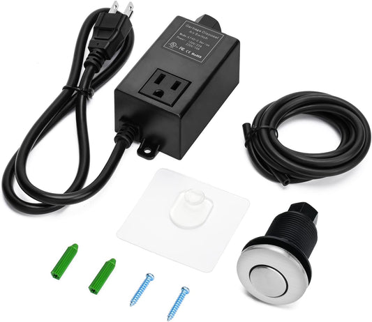 Garbage Disposal Air Switch Kit for SinkTop Waste Disposal with Stainless Steel Brushed Nickel Short Air Button by briidea