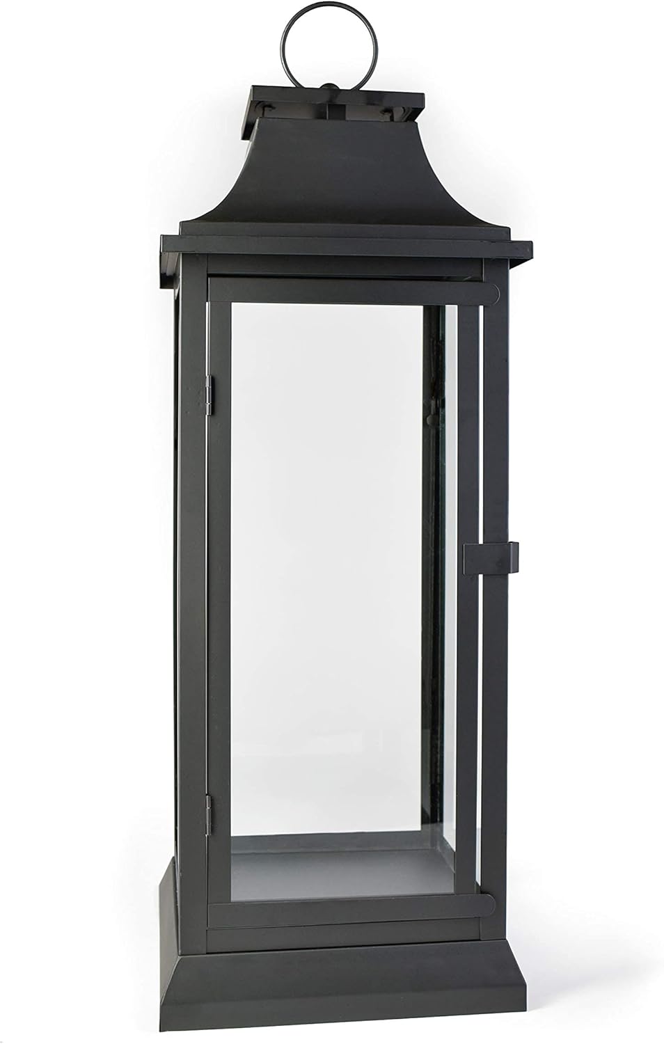 Serene Spaces Living 25" Tall Black Decorative Hurricane Lantern with Clear Glass Panels - Indoor Lantern and Outdoor Lantern for Porch, Events, Parties, & Table Top Decor - Extra Large Lantern