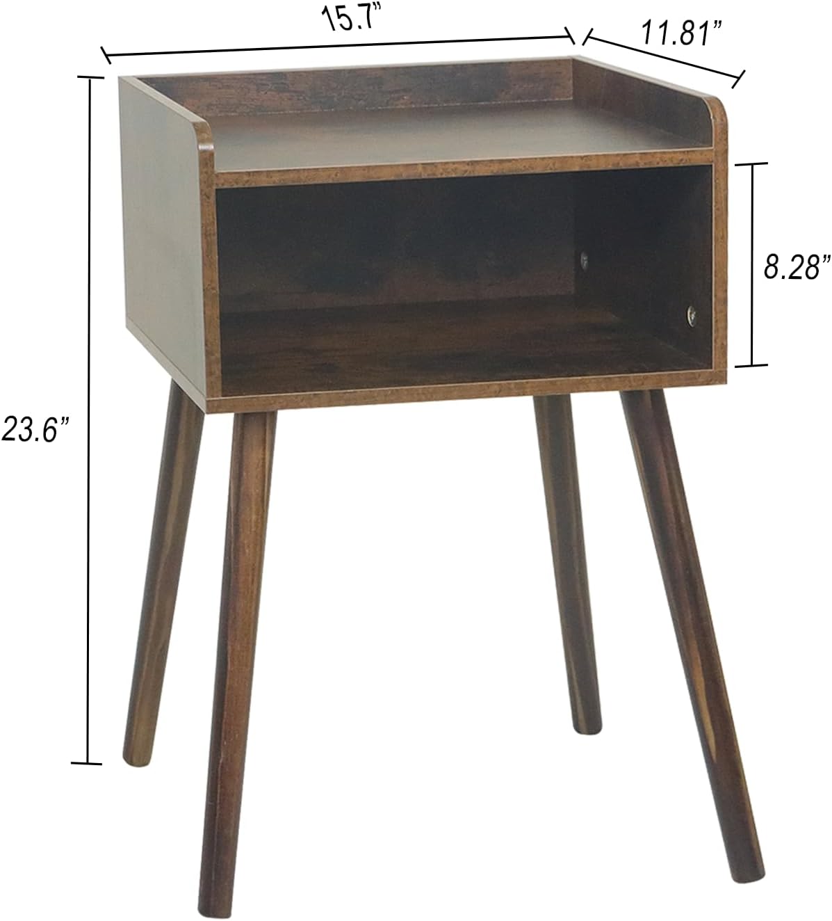 MaxSmeo Nightstand, Mid Century Modern Side Table Bedroom with Storage, Small End Bedside Table with Solid Wood Legs for Living Room, Office Small Spaces (Rustic Brown)