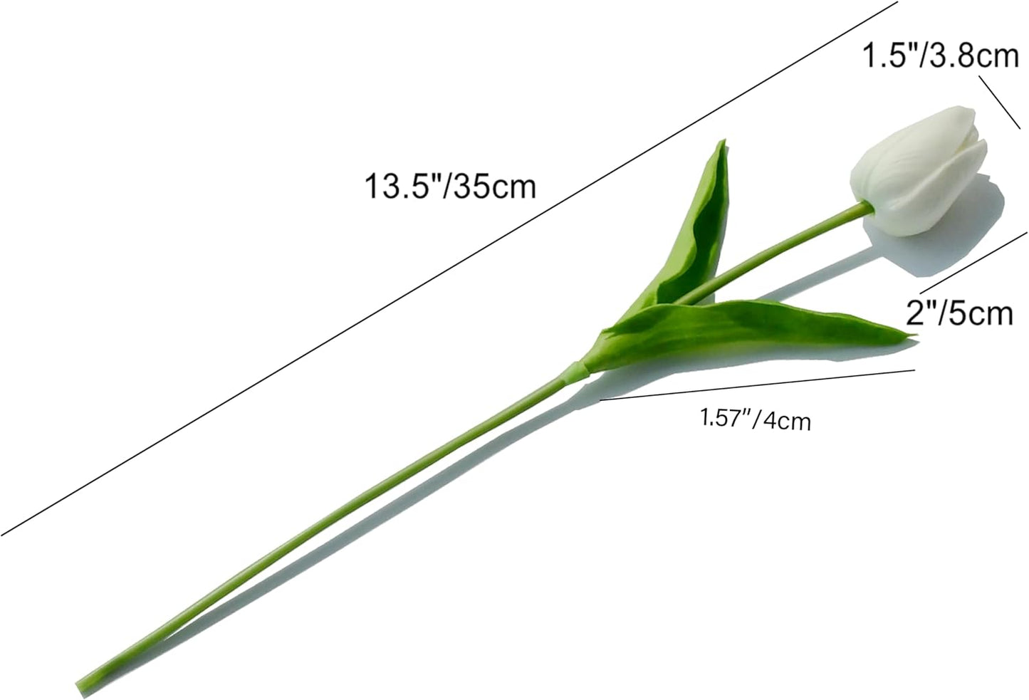 Mandy's Artificial Tulips 28 Stems White PU Faux Flowers for Wedding Home Decor 13.5 Inch