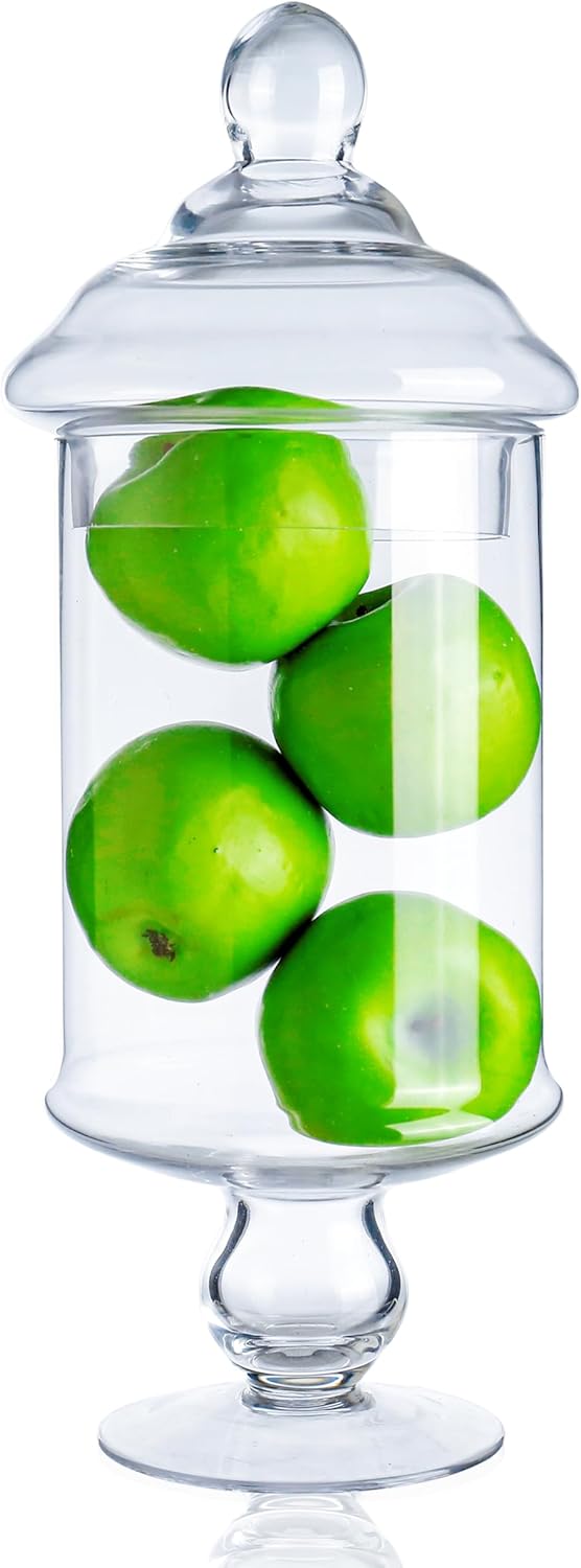 Diamond Star Clear Glass Apothecary Jar Decorative Candy Buffet Jars Elegant Glass Storage Containers (Height: 15" Body: 6.5")