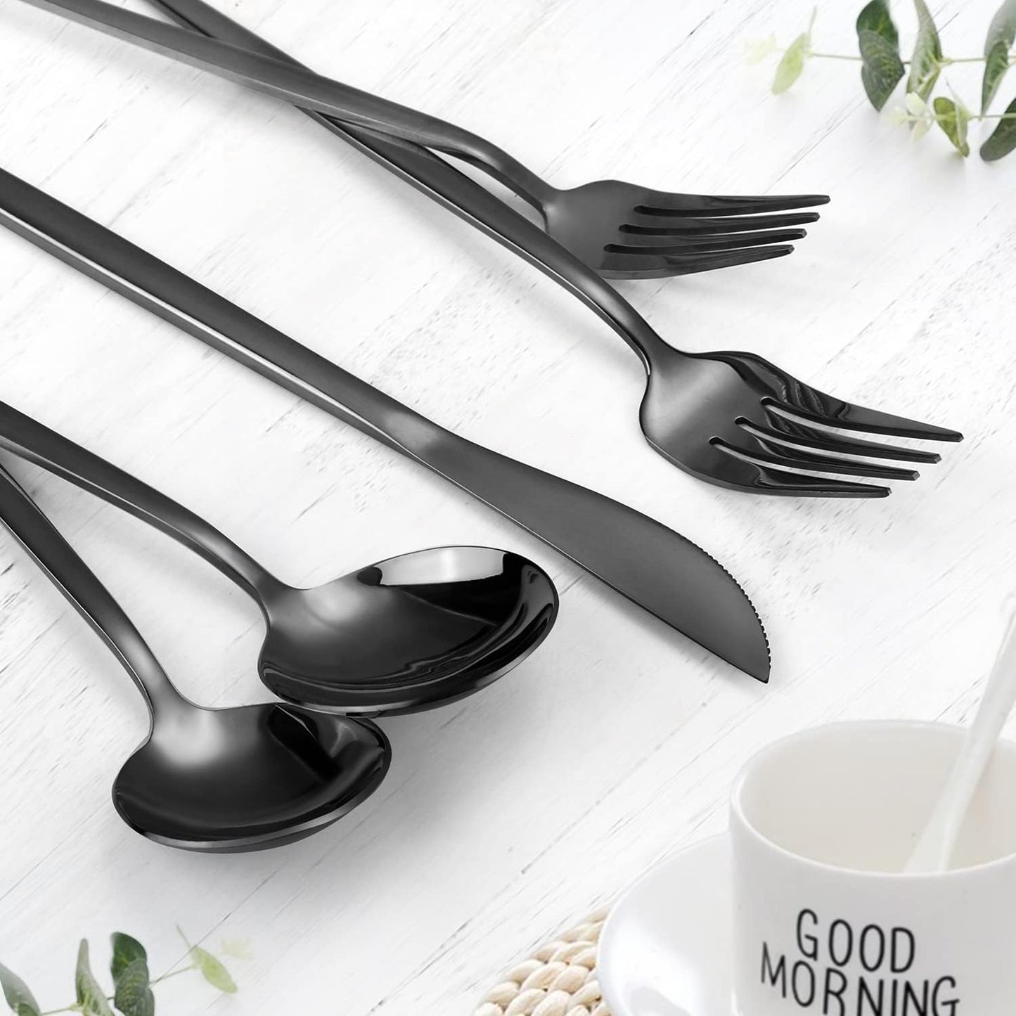 Black Silverware Set, KassKa 20 Pieces Flatware Cutlery Set, Stainless Steel Utensils Set Spoon Fork Knives Set for Home Restaurant and Kitchen, Mirror Polished Finished, Service for 4