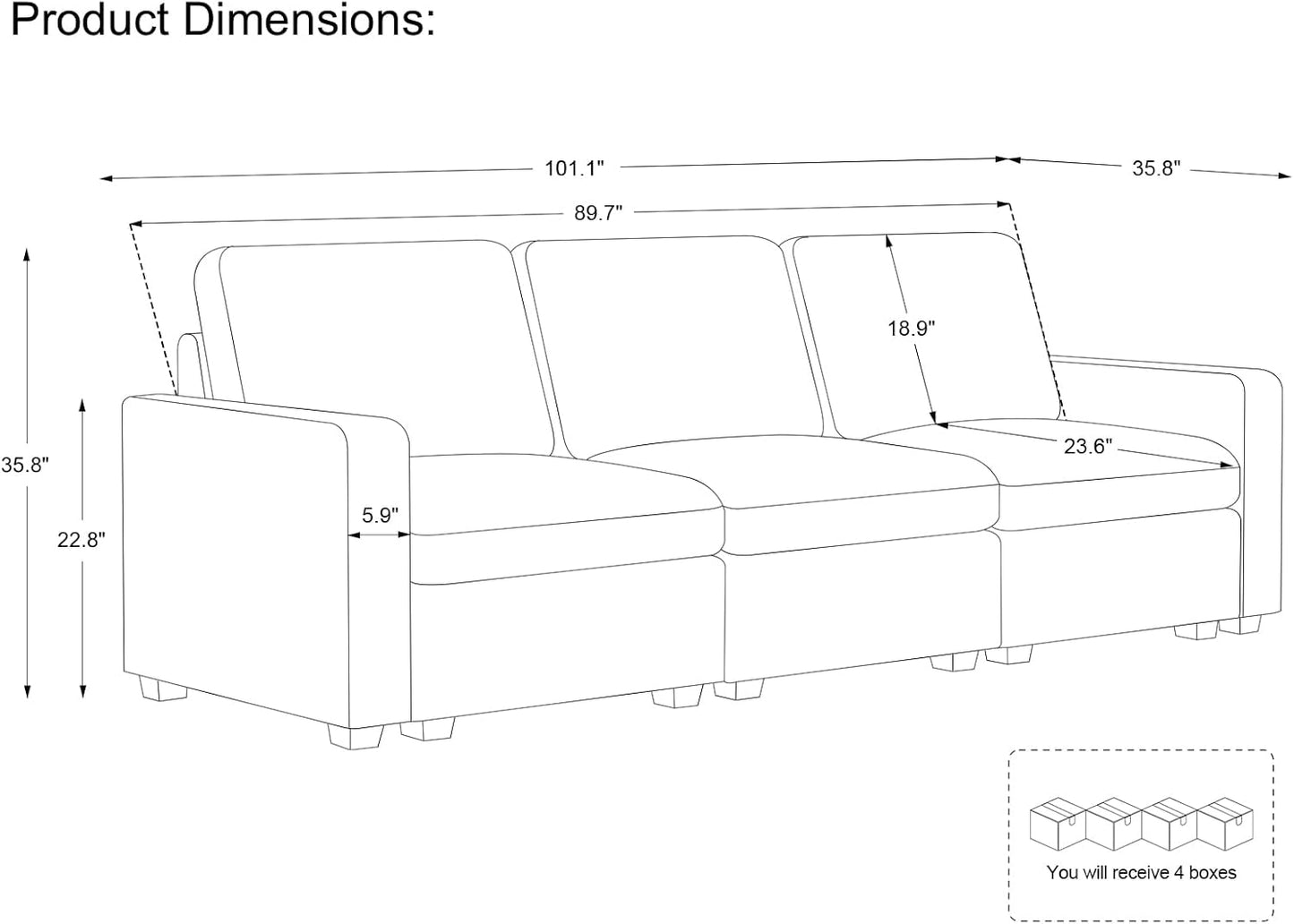 Belffin Modular Sectional Sofa with Storage Ottoman, Oversized Cloud Couch Sectional with Extra Deep Seat, Comfy 3 Seater Sectional Couches for Living Room, Plush Corduroy Black