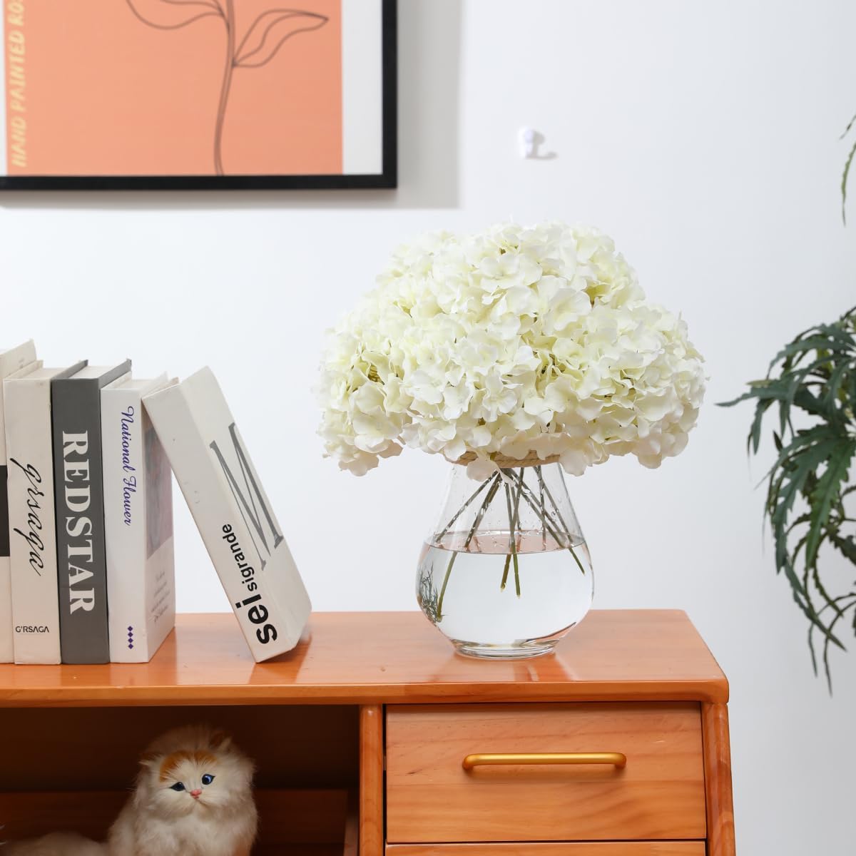 Tifuly Hydrangea Artificial Flowers with Stems 12pcs Fake Hydrangea Silk Flowers Faux Hydrangea Flowers Heads for Wedding Centerpiece Home Party Baby Shower Decor（Off White）