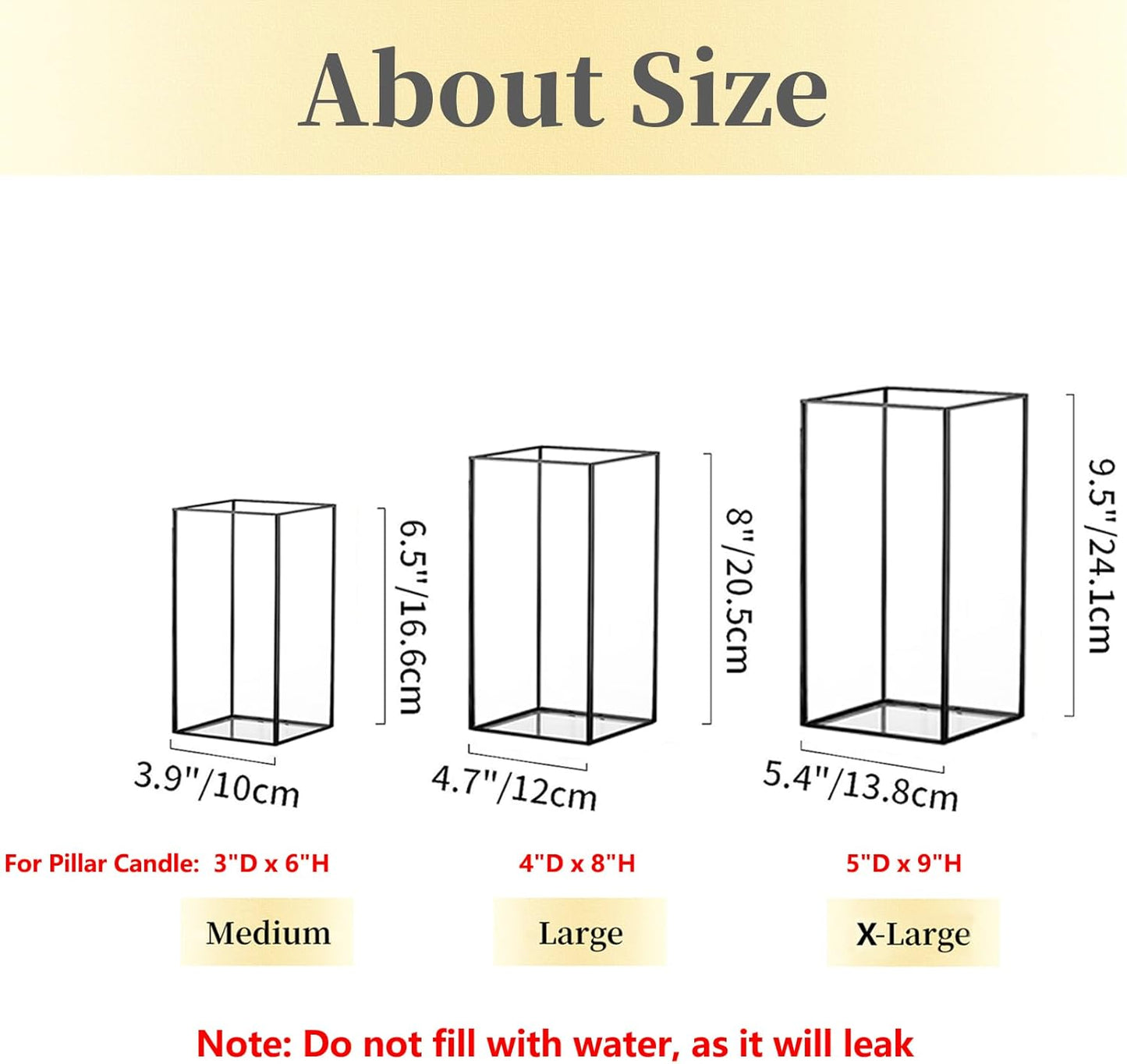 Hewory Glass Hurricane Candle Holder Set of 18, Black Large Hurricane Centerpiece for Table, Tall Floor Square Pillar Candle Holders Lantern Set for Wedding, Anniversary, Party, Fireplace, Dining Room