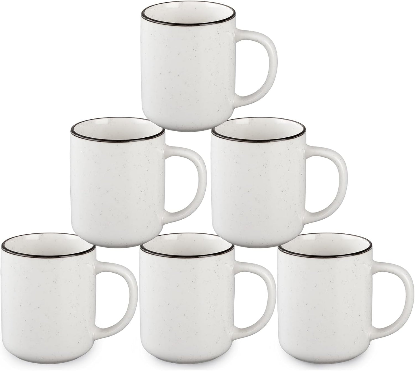 Ceramic Coffee Mug 12 oz Porcelain Coffee Mugs Set of 6 - Ceramic Coffee Cups with Handle and Speckled Patterns for Latte, Tea, Cocoa, Milk, Cappuccino, Microwave & Dishwasher Safe