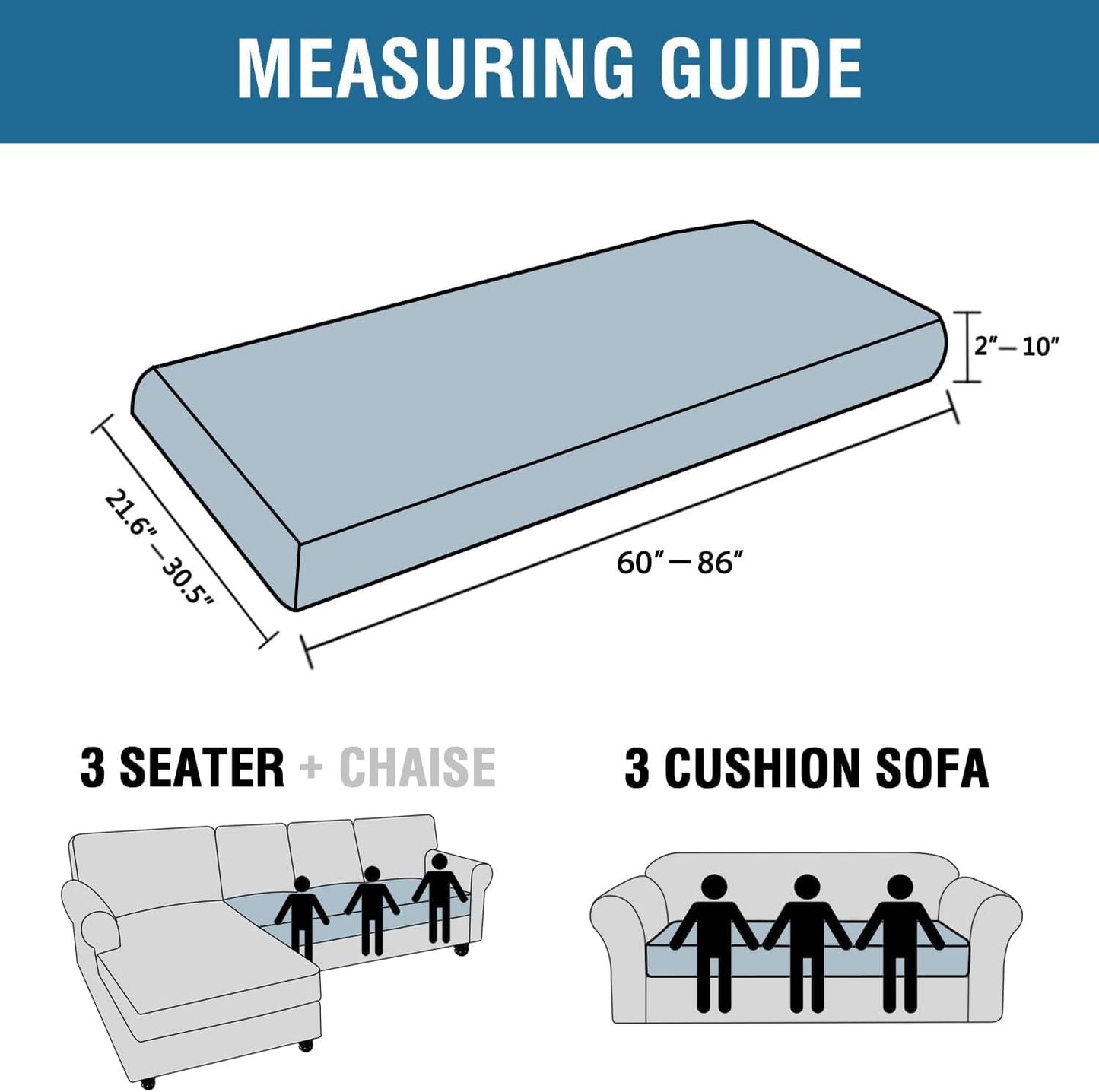 H.VERSAILTEX Super Stretch Individual Seat Cushion Covers Sofa Covers Couch Cushion Covers Slipcover Sets Thick Jacquard Textured Twill Fabric (1 Piece Sofa Cushion Cover, Deep Teal)