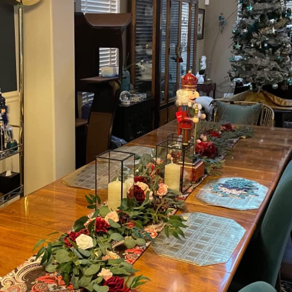 Hewory Glass Hurricane Candle Holder Set of 6, Black Large Hurricane Centerpiece for Table, Tall Floor Square Pillar Candle Holders Lantern Set for Wedding, Anniversary, Party, Fireplace, Dining Room