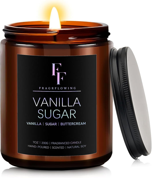 Vanilla Sugar Scented Candles for Home, Soy Wax Candle Aromatherapy Candles Gift for Women Men, 7oz