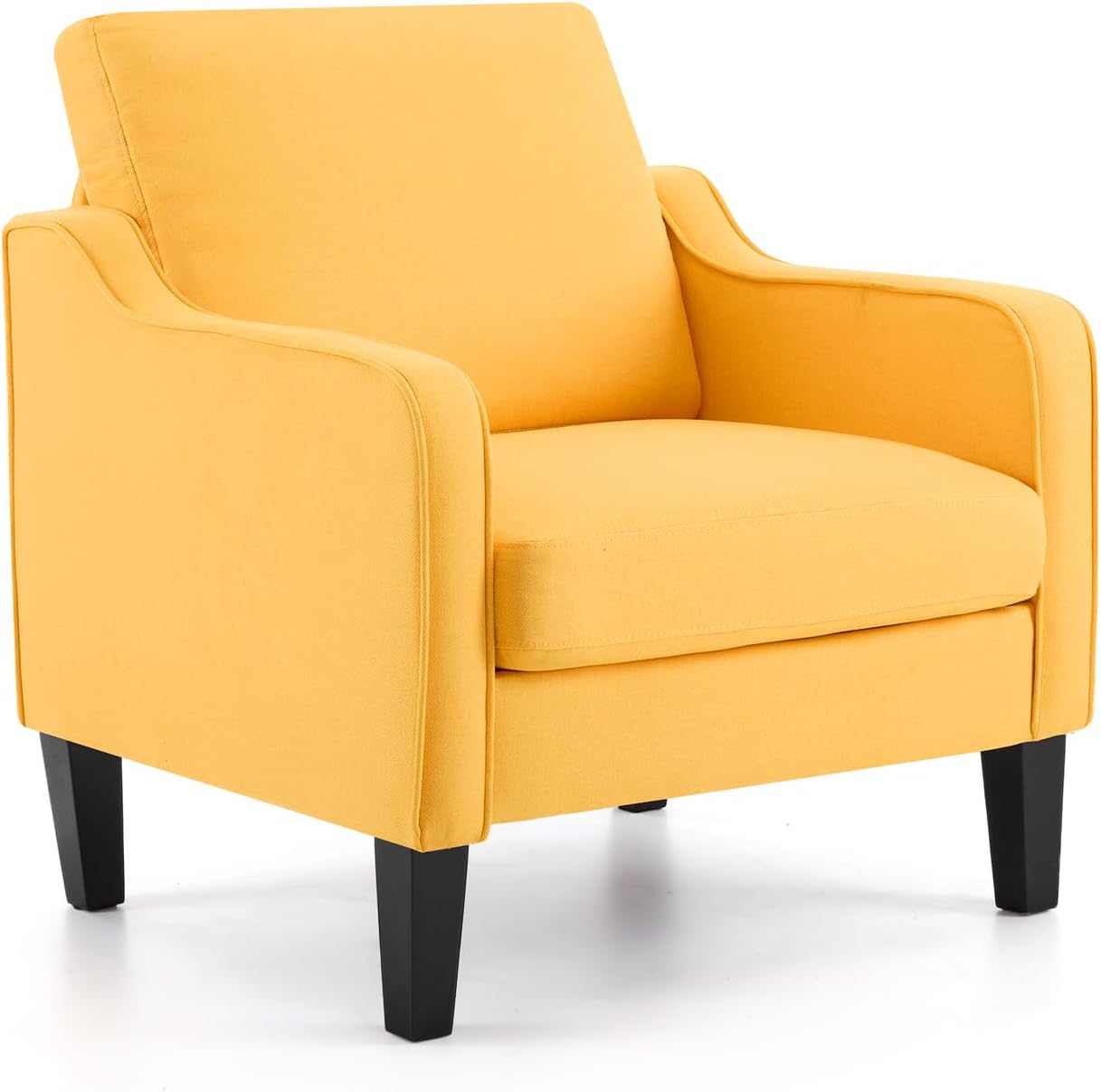 VINGLI Accent Chair for Living Room Chairs Yellow Reading Chair for Bedroom Scooped Arm Chair Mid Century Modern Accent Chairs Upholstered Comfy Chair for Apartment, Waiting Room