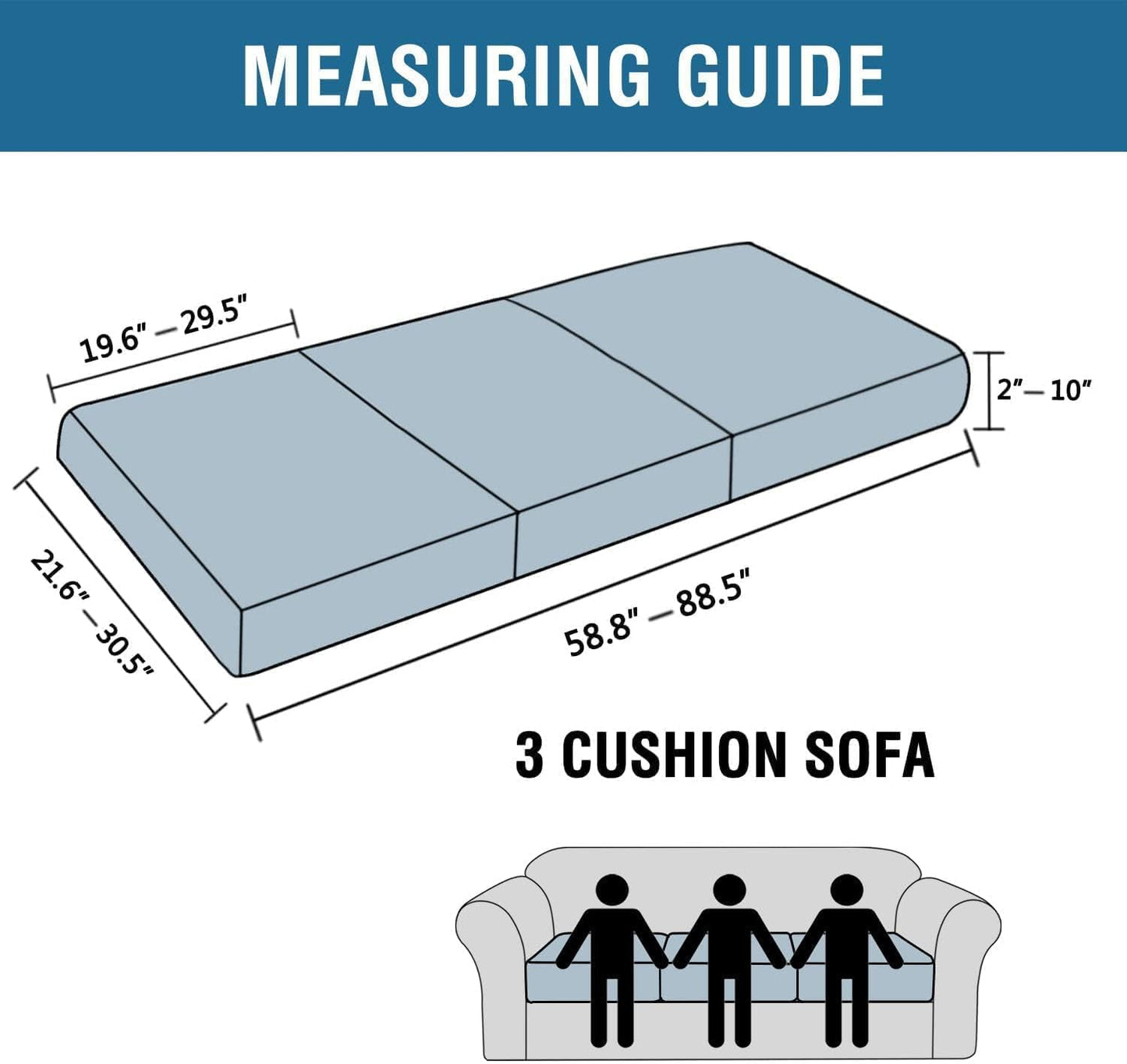 H.VERSAILTEX Super Stretch Individual Seat Cushion Covers Sofa Covers Couch Slipcover Sets Thick Jacquard Textured Twill Fabric (3 Piece Sofa Cushion Covers, Burnt Brick)