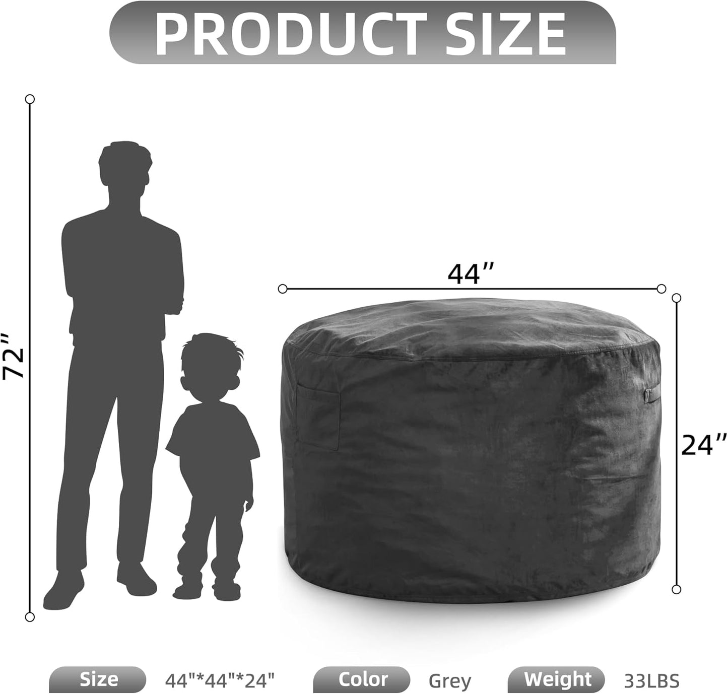 Hobestluk 4FT Bean Bag Chair Giant Bean Bag Chairs for Adults Large Bean Chairs with Removable Cover, Beanbag Chair with Filler, Adult Bean Bag Chairs for Living Room, Bedroom