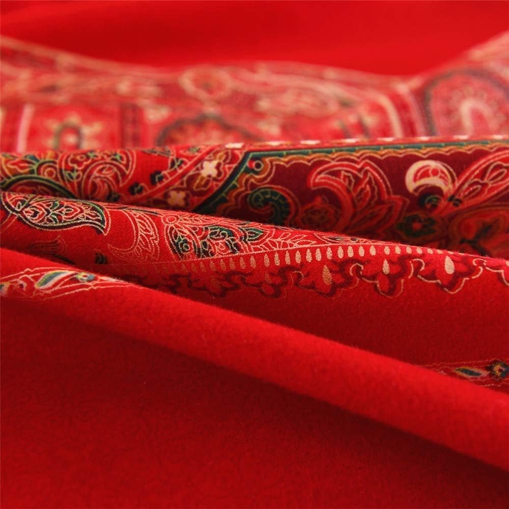 ABREEZE King Duvet Covers, Bohemian Retro Bedding Set, Coloful Mandala Down Comforter Cover, Boho Floral Style Quilt Cover, 100% Brushed Cotton, 1 Duvet Cover and 2 Pillow Shams,Red