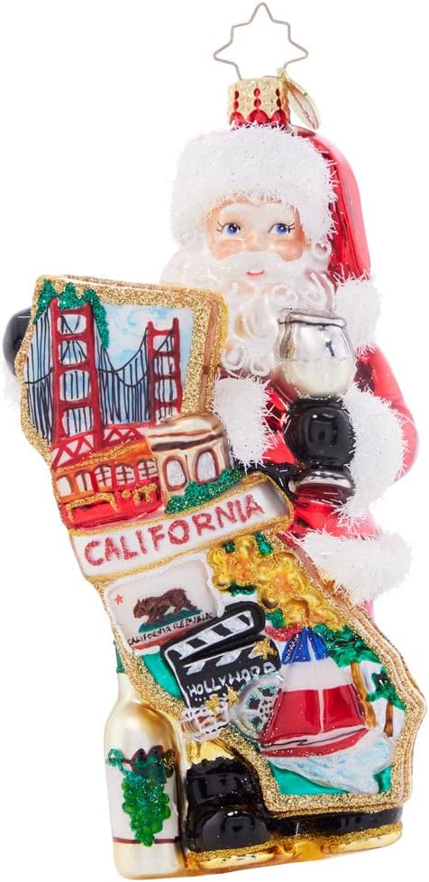 Christopher Radko Hand-Crafted European Glass Christmas Decorative Ornament, Cali Claus