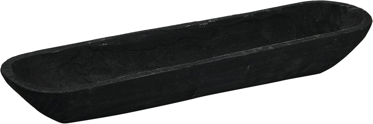 Creative Co-Op Decorative Paulownia Wood Bowl, Black