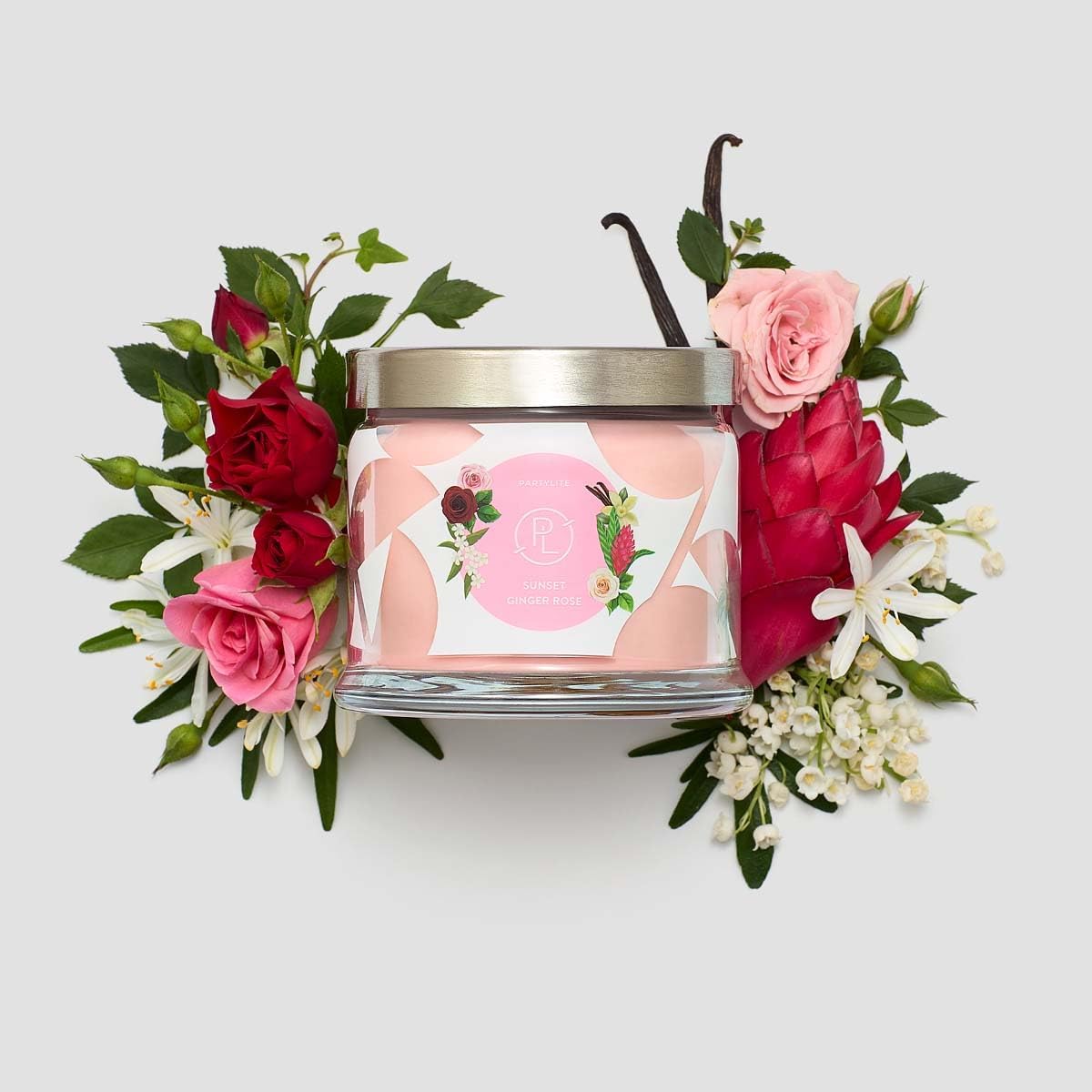 PartyLite Scented Jar Candle, Bergamot and Ginger Blossoms with Jasmine and Rose Scent, 3-Wick Aromatherapy with 25-45 Hours of Burn Time, Ideal for Home Decor, Holiday Gifting and Celebration