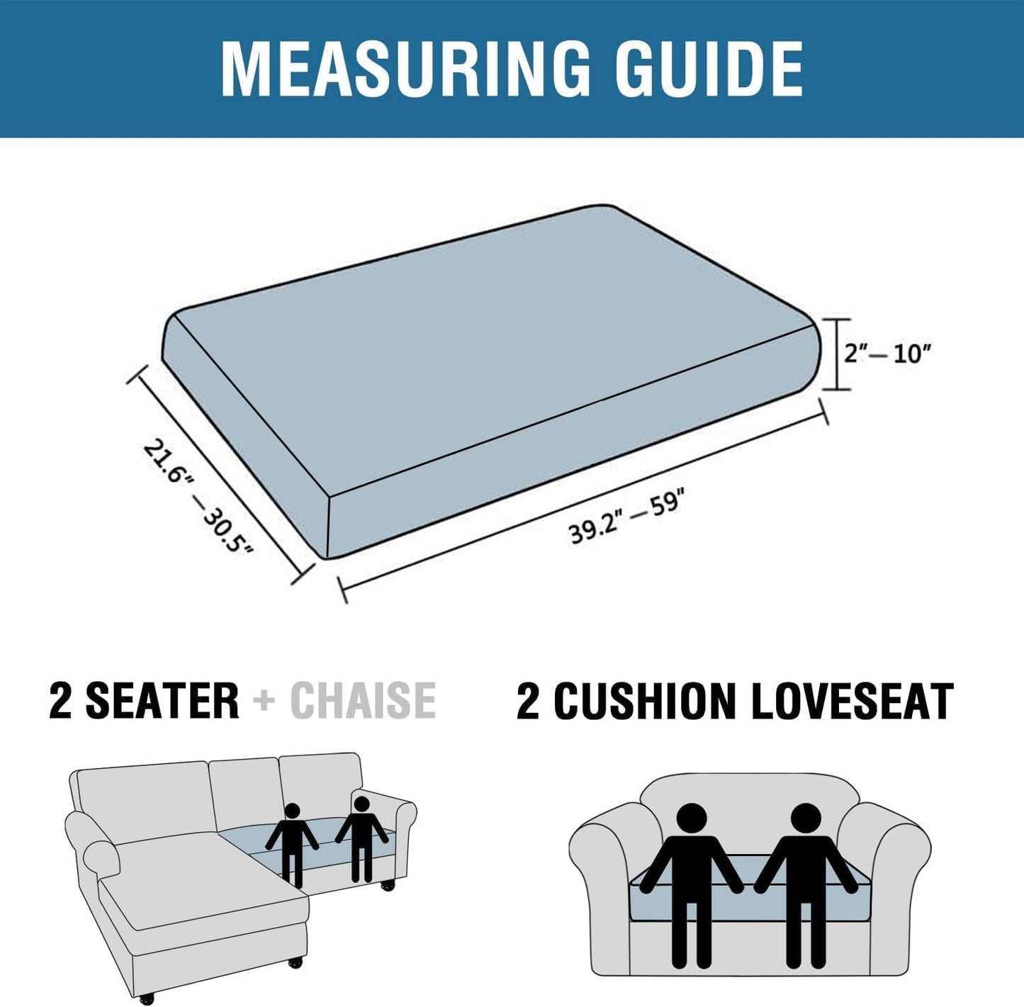 H.VERSAILTEX Super Stretch Individual Seat Cushion Covers Sofa Covers Couch Cushion Covers Slipcover Sets Thick Jacquard Textured Twill Fabric (1 Piece Loveseat Cushion Cover, Taupe)