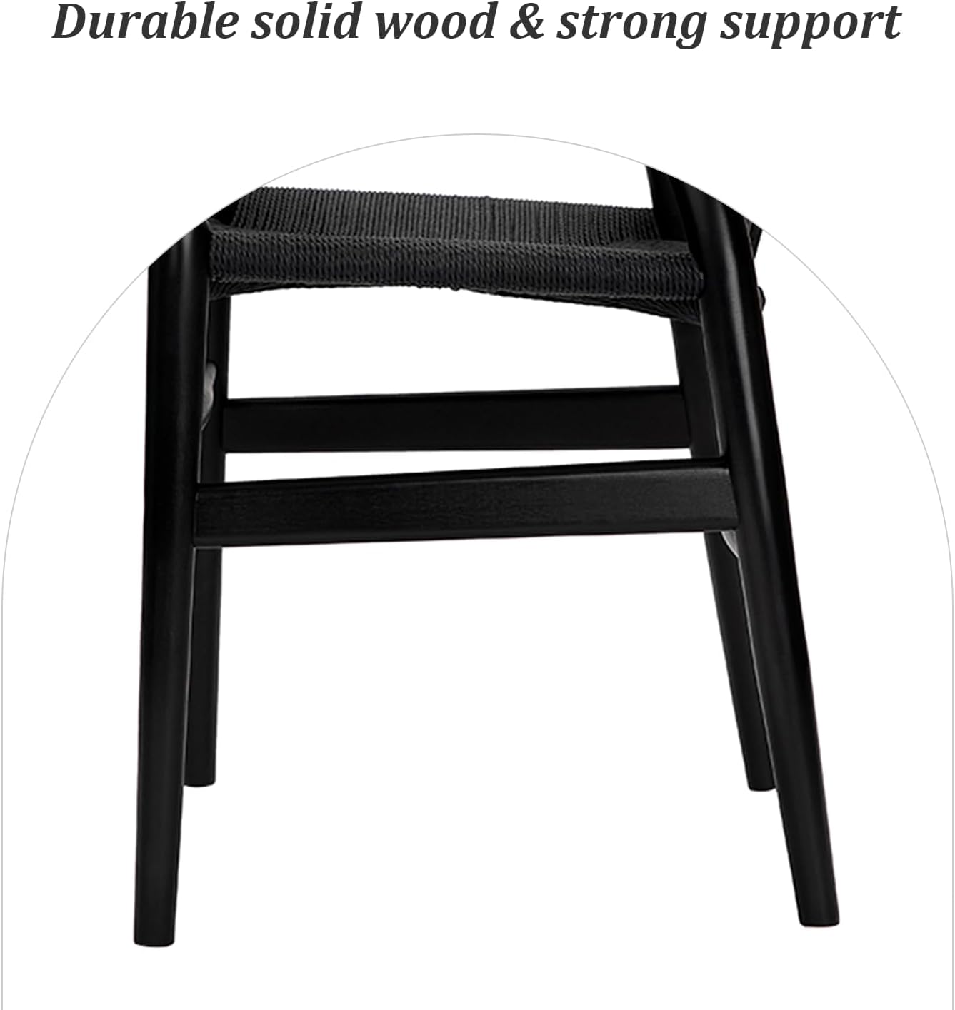 Wishbone Chair Natural Solid Wood Dining Chair/Hans Vegner Y Chair Rattan and Wood Accent Armrest Chairs Set of 2 (Ash Wood - Black)