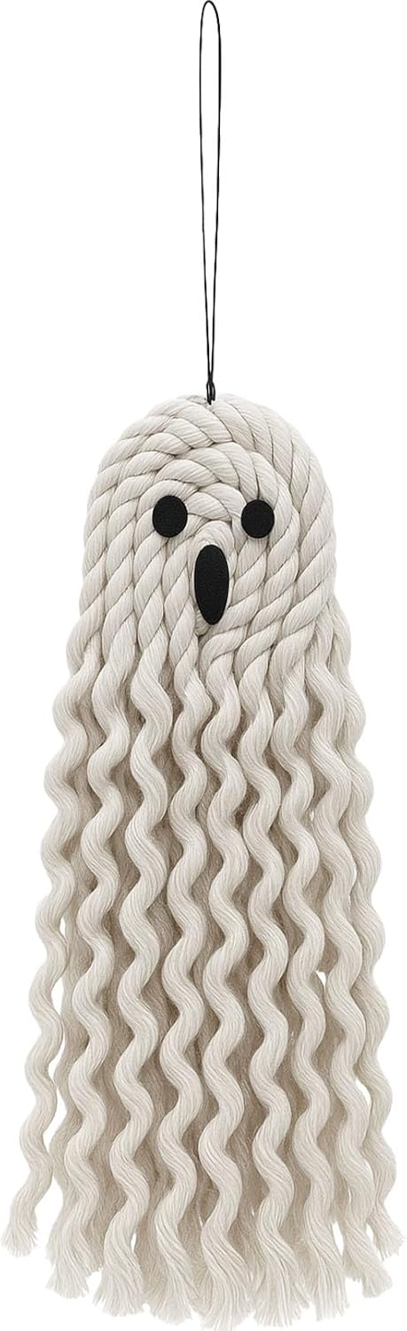 Handmade Cute Ghost Halloween Decor, Halloween Decorations Indoor & Outdoor Party, 14 inch Fall Decor Hanging Ornaments for Home Front Door, Window, Wall, Yard, Tree, Car, Garage Door