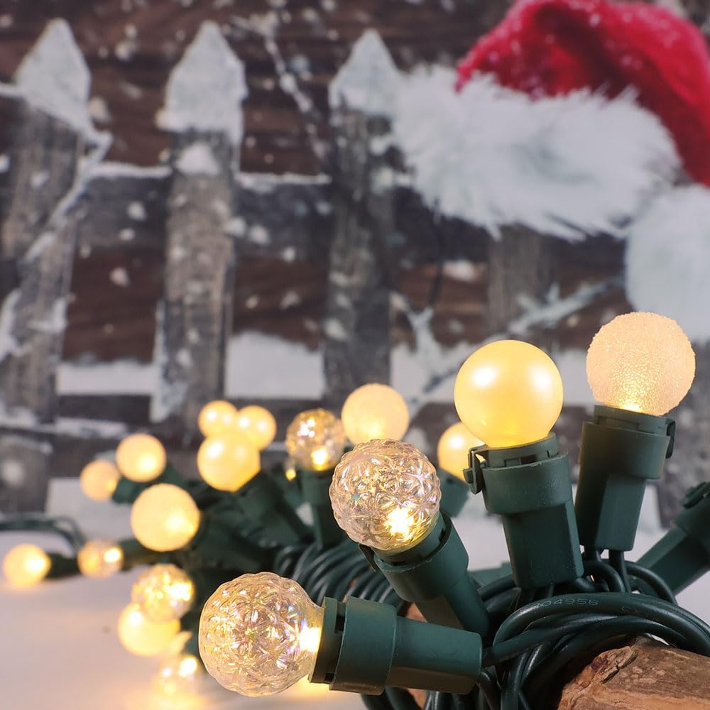 Christmas Lights Warm White 70 LED G15 Glass Blubs Globe String Light Plug in ETL Certified Outdoor Indoor String Light for Holiday Party Christmas Tree Patio Party Garden Yard Gazebo Wedding Decor
