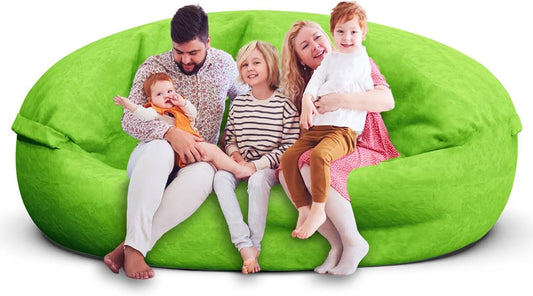 Bean Bag Chair for Adults 7FT,Soft Removable Cover for Teens/Girls Bedroom,Fluffy Giant Round Floor Beanbag Lounger Chairs (No Filler,Green)