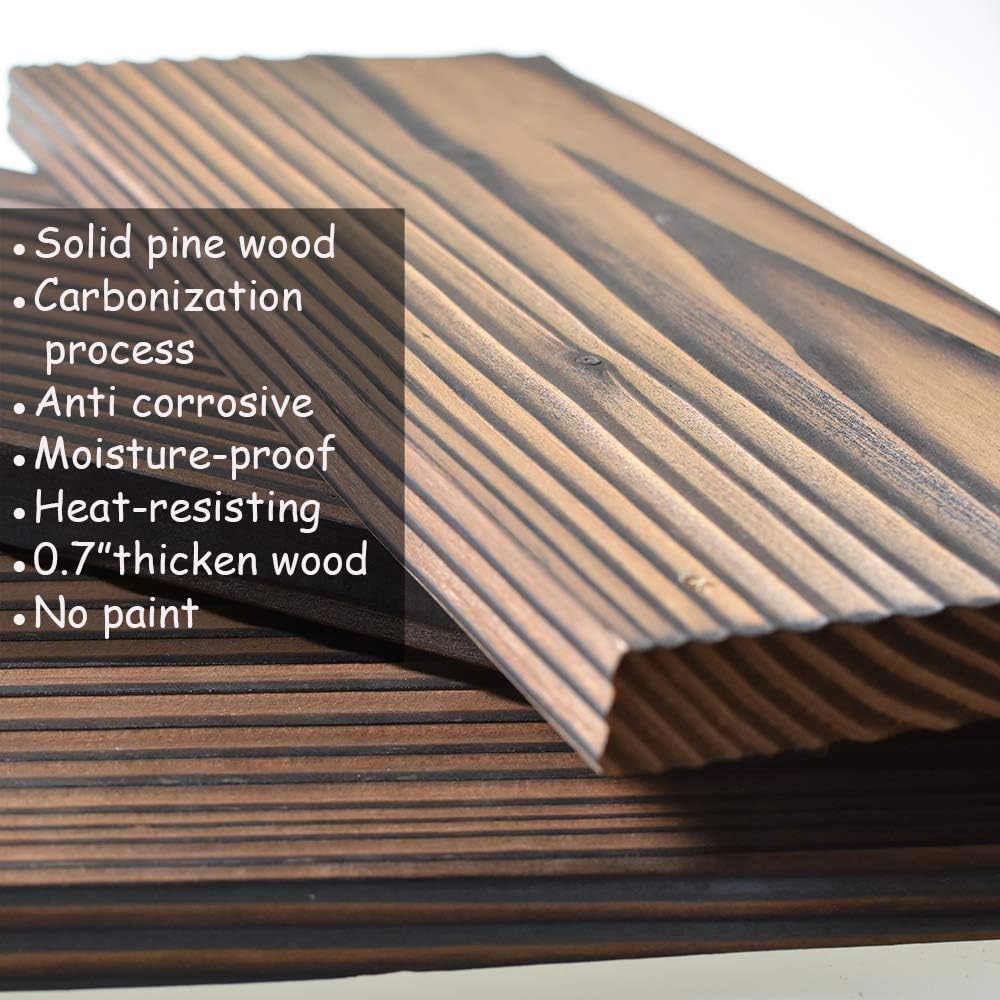 Floating Shelves Rustic Wood Wall Mounted Shelf Practical Metal Fence Design Ideal for Bedroom, Bathroom, Kitchen Set of 3(Brown)