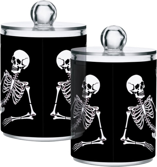 Halloween Skull 2PC Airtight Transparent Glass Storage Jar, Food Storage Container Glass, Can Store Candy, Salt, Coffee Beans, With lid, Easy To Use…