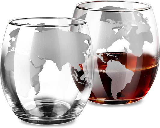 Whiskey Glass for Men, Whiskey Globe Glass for Liquor, Bourbon, Vodka, Cocktails, Scotch liquor Father's Day Anniversary Unique Gifts - 310ml Gifts for Men, 2 pcs