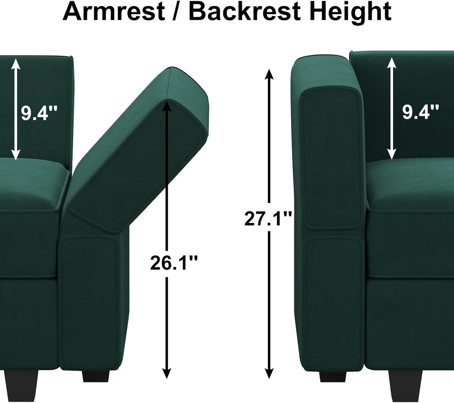 Belffin Modular Sectional Sofa Couch with Reversible Chaise - Velvet L Shaped Couch with Storage, 4-seat Convertible Green.…