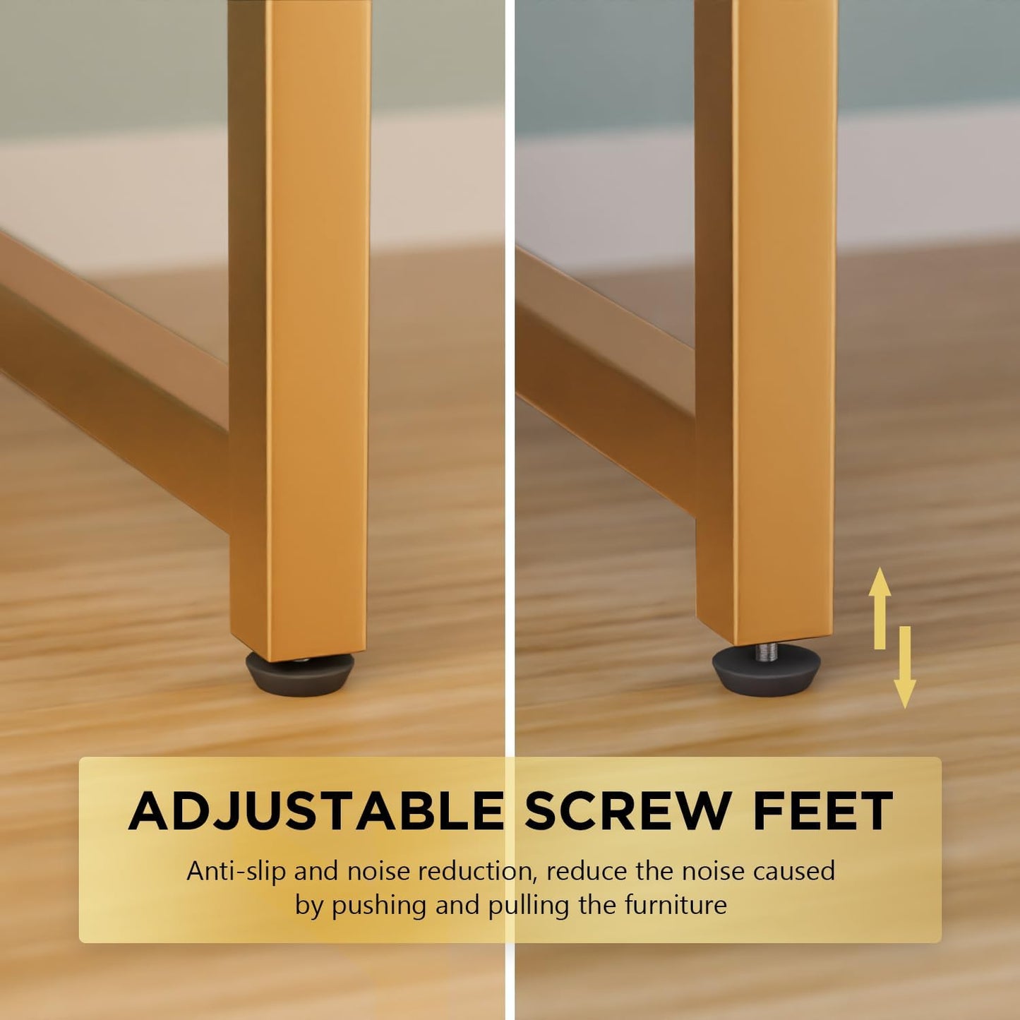 PayLessHere | 32 Inch Computer Desk | White Gold | Office Desk with Metal Frame, Adjustable Feet | Water-Resistant, Scratchproof Surface | Sturdy Writing Table for Home Office or Study | Pack of 1