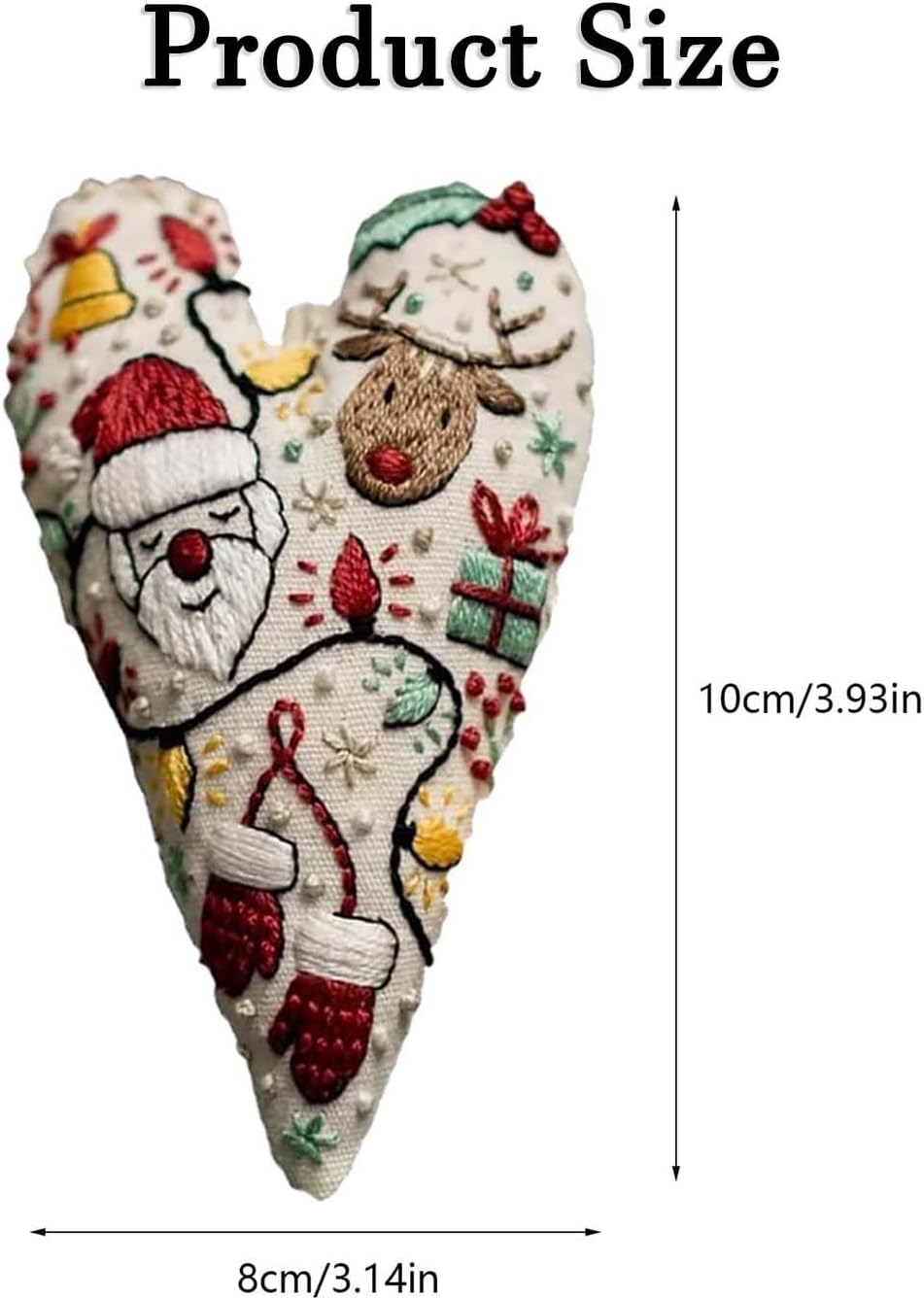 Christmas Ornament Embroidery Kit, DIY & Finished Heart Shaped Hand Embroidered Christmas Ornament/Ornament Kit, Beginner Friendly Cross Stitch Craft Set with Needles Thread (DIY)