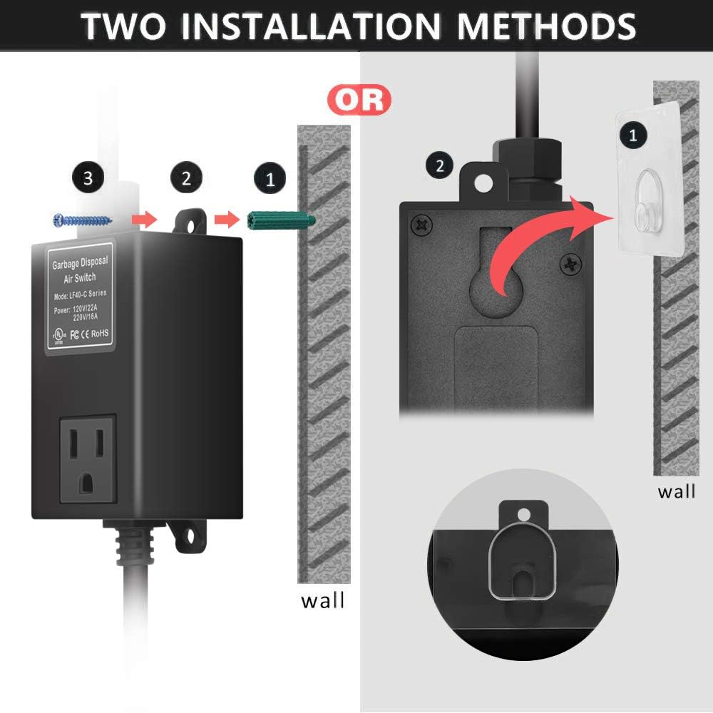 Garbage Disposal Air Switch Kit for SinkTop Waste Disposal with Stainless Steel Oil Rubbed Bronze(ORB) Short Air Button by briidea
