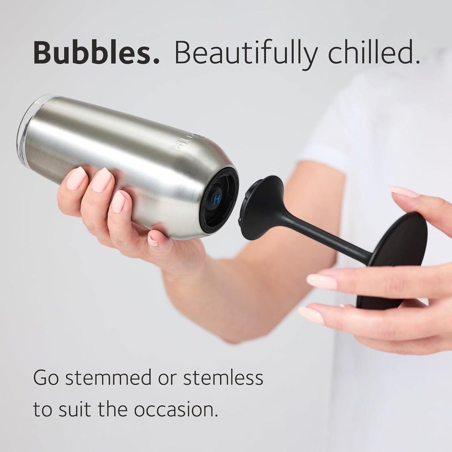 Huski Champagne Flute | NEW | Award-winning Design with Detachable Stem | Premium Stainless Steel Champagne Glass with Lid | Triple Insulated Tumbler | 8oz Capacity | Great Gift (Champagne)