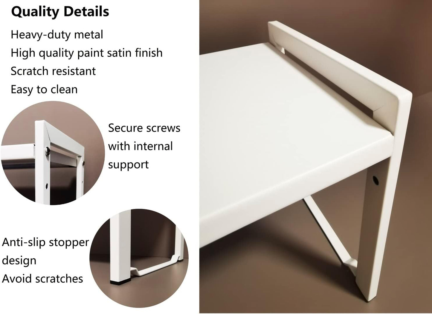 Expandable Cabinet Shelf Organizer 16-26" L Stackable Kitchen Counter Shelf Rack Stand Sink Riser Countertop Storage White (Narrow 5.1”D)