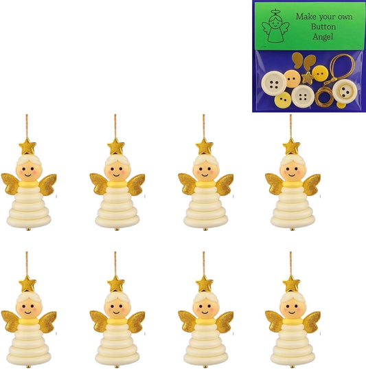 DIY Christmas Button Ornament Making Set - Snowman/Santa/Angel, Fun Holiday Craft Kit for All Ages, Ideal Xmas Tree Hanging Decor & Festive Gifts (8pcs-B)