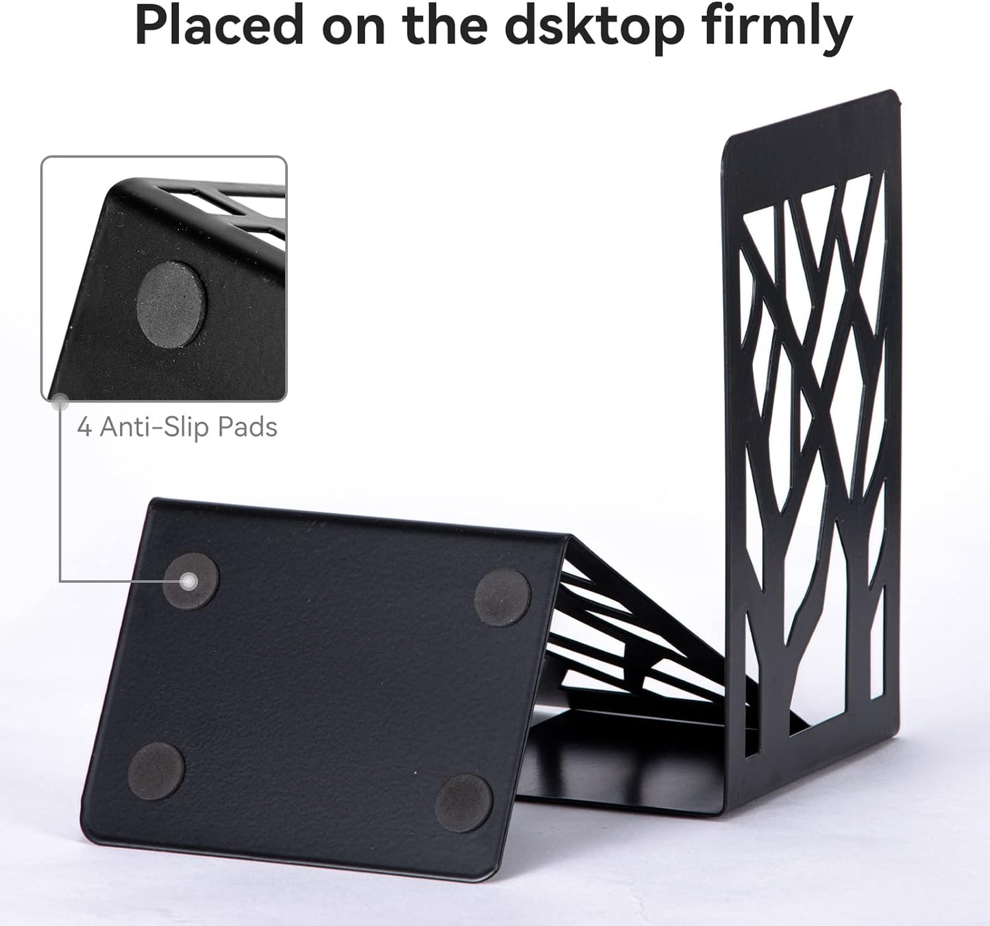 Book Ends, Bookends, Bookends for Shelves, Bookend, Book Ends for Heavy Books, Black Metal Book Shelf Holder Home Decorative, Book Stoppers for Shelves 3 Pair